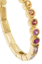 Rivière Baguette Hoop Earrings, 18k Yellow Gold & Mixed Precious Stones